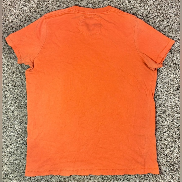 Abercrombie Fitch Distressed Mens T-Shirt Large Single Stitch Number 9 Orange - Picture 6 of 7